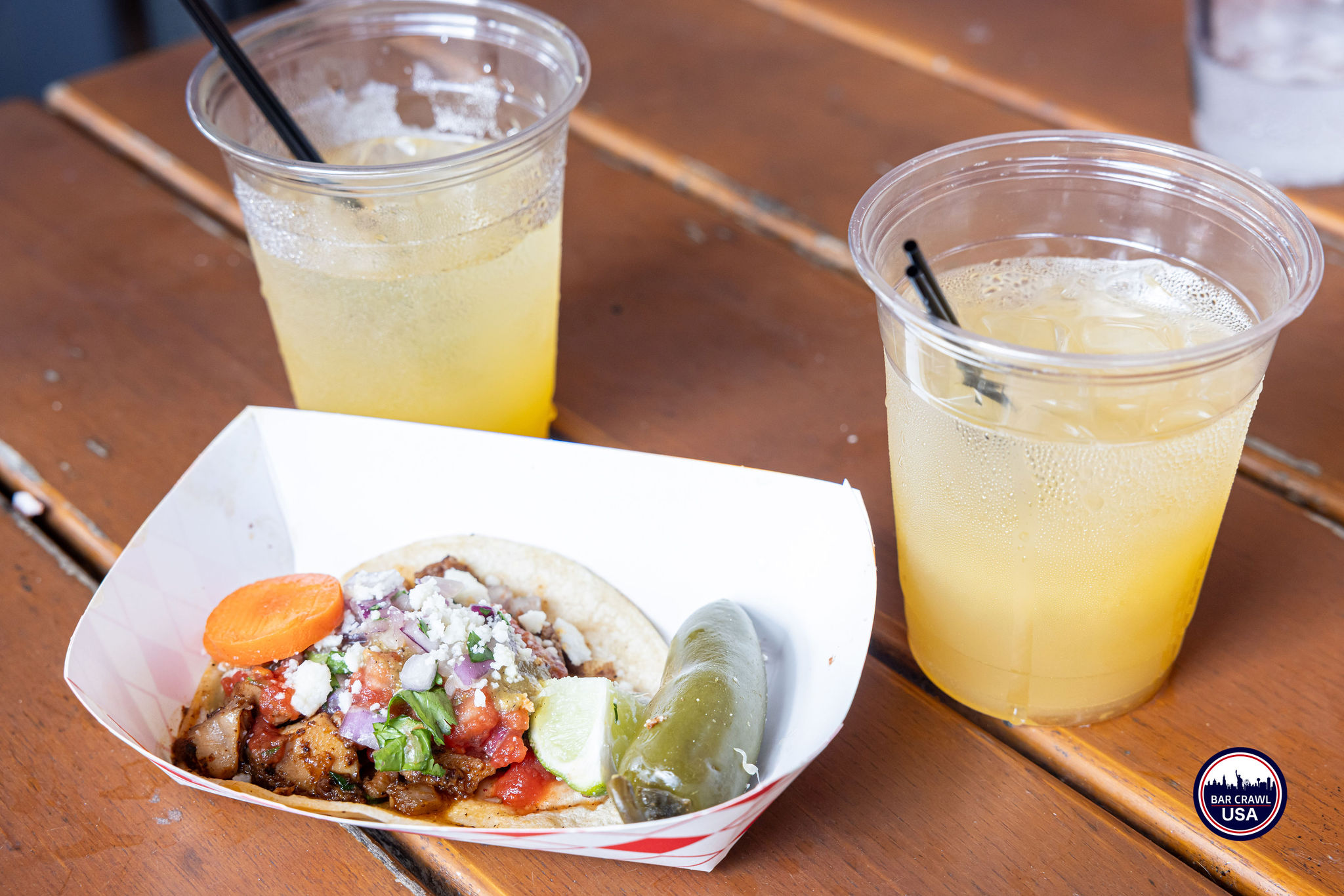 Taco and Drinks | Bar Crawl Usa two drinks and taco