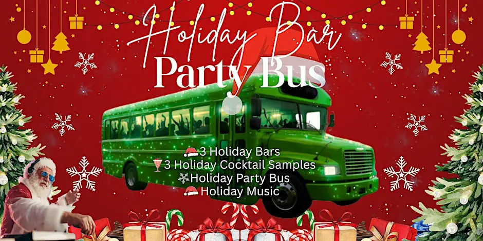 Banner for Bar Crawl USA's holiday bar party bus